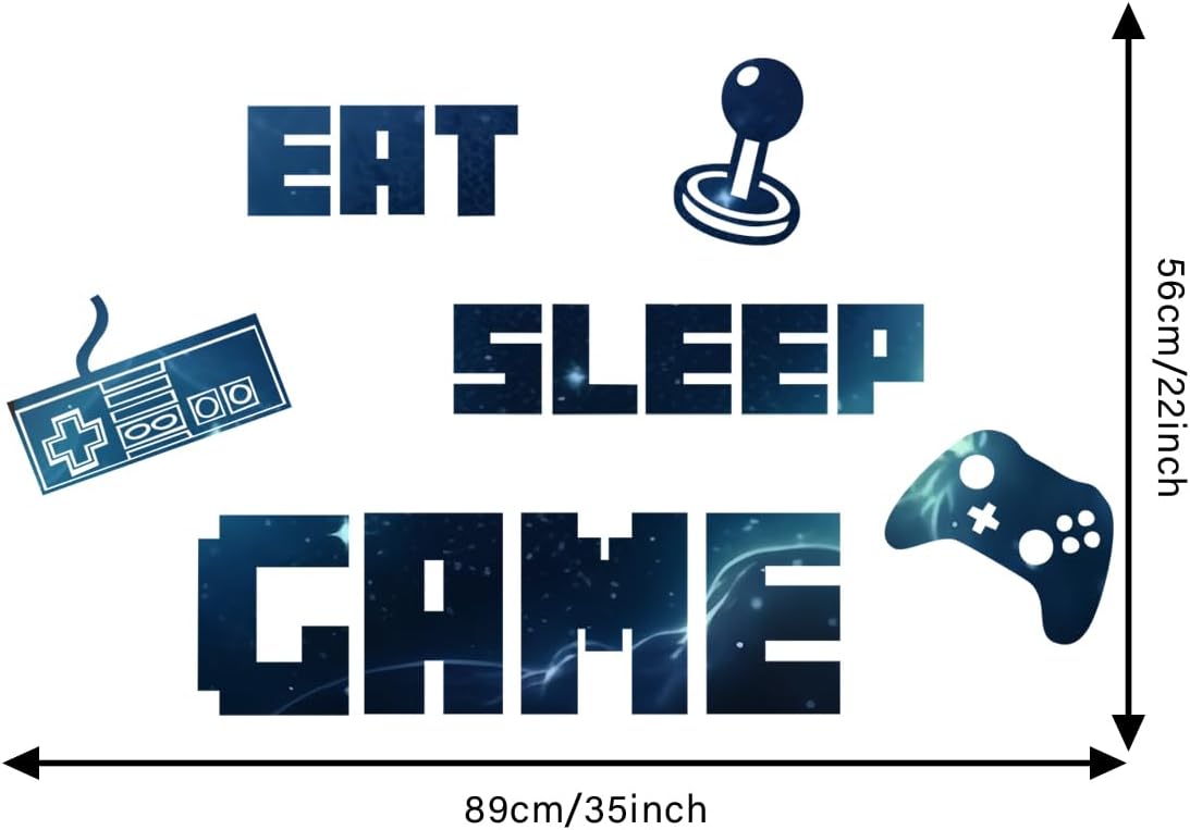 Eat Sleep Game Wall Decals Gamer Wall Stickers Peel and Stick Game Wall Decal Art for Boys Teens Room Kids Bedroom Playroom Wall Decor image 3