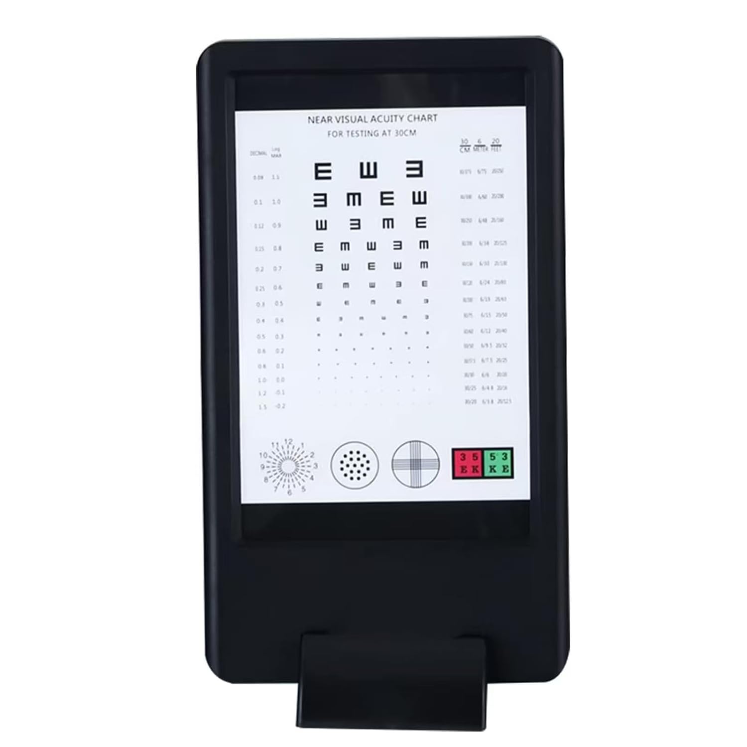 Tabla de visión, gráfico de optotipos LED de doble cara con brillo ajustable para detección de visión cercana y lejana