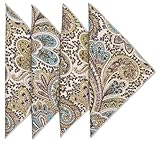 Cloth Napkins 100% Cotton Linen Napkins 18' x 18' Dinner, Thanksgiving Table Decor, Christmas Party Ideas, Brown, Turquoise Blue, Use with Tablecloth for Table Settings, Tablescapes Set 4