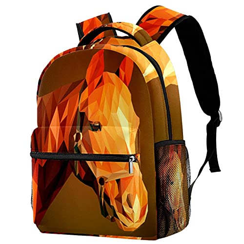 Sac à dos de voyage motif cheval abstrait pour enfant avec porte-bouteille