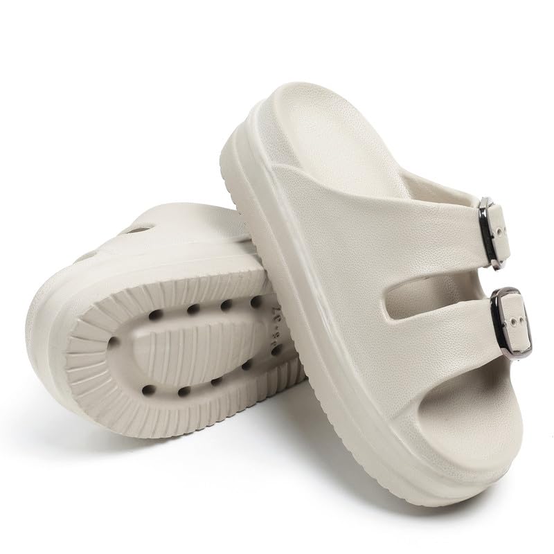 Image of Women Summer Flip Flop Slippers Casual Pillow EVA Anti-Slip Sole Slide Slipper Double Strap Sandals for Women's & Girls Rubber Flats