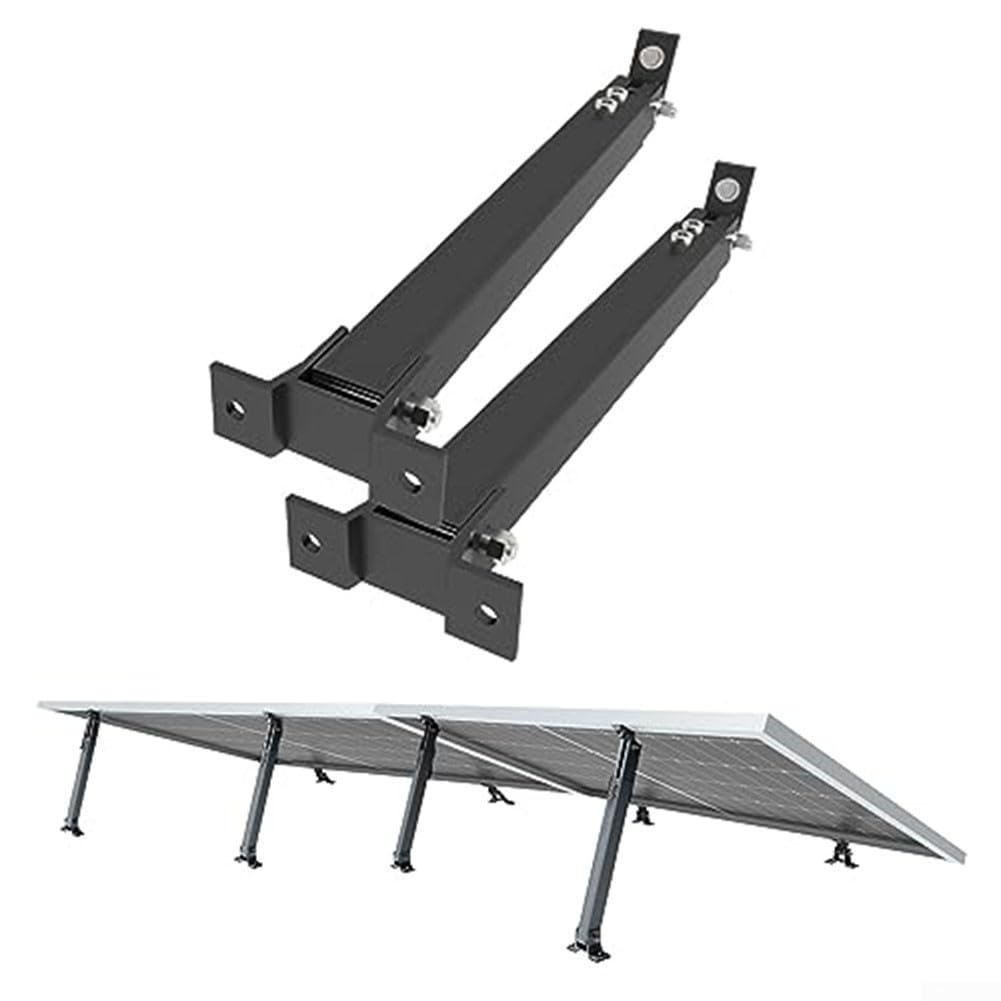 Set di staffe solari regolabili in alluminio per tetti piatti e balconi, con struttura resistente alle intemperie, per pannelli da giardino, colore nero, confezione da 2