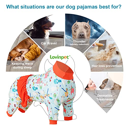 Lovinpet Big Dog Pajamas For Large Dogs - Uv Protection, Post Surgery Recovery Shirt, Lightweight Knit Stretchy Fabric, Aqua Alpaca Print, Undershirt For Dog Dresses,Orange L #TOP2