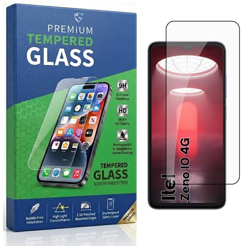 Image of Tempered Glass Compatible With ITEL Zeno 10 4G 6.6 | 9H Hardness | HD Clarity | Anti-Fingerprint | High Touch Sensitivity | Premium Screen Protector Guard