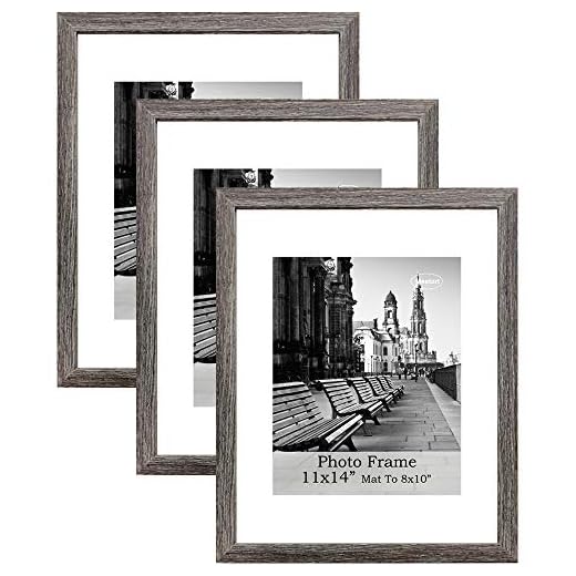 meetart Barn wood Rustic Style Picture Frames 11x14 inch Pack of 3 Piece in Plastic Glass MDF Wood Frame, Display Pictures 11x14 8x10, Wall Hanger Vertical and Horizontal.