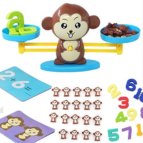 Everyouthm Monkey Balance Cool Math Game, Preschool Educational Toys, Counting Learning Balance Scale Toy, Monkey Weighing Scale