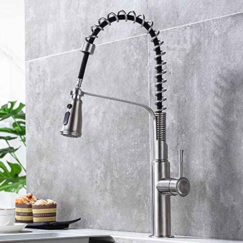 Robinet mitigeur noir avec douchette extractible pour évier de cuisine et bar