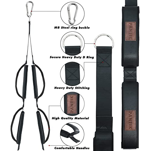 PANTIK Triceps Rope Gym Cable Machine Attachments with Carabiner Anti-Slip Long Triceps Strap 2 Loops Neoprene Handles Pulldown Rope for Pushdowns Face Pulls Crunches Overhead Extensions Biceps Curl - Image 3