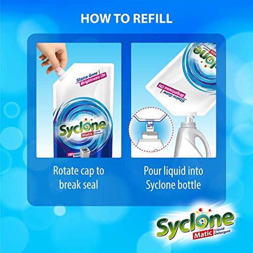 Image of Syclone Matic Top Load Detergent Liquid Refill Pouch - 1 L (Pack of 2)