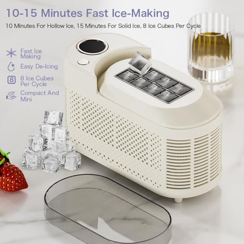 Mini máquina de hielo portátil con adaptador 12V y 8 cubos BPA-Free miniatura 3
