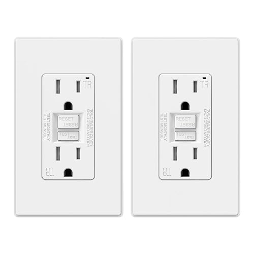 ELEGRP Tomacorriente GFCI de 15 A, con autoprueba, diseño más delgado, resistente a manipulaciones TR, interruptores de falla a tierra con placa de disponible en Yaxa Venezuela