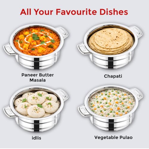Image of AVIAS Astra Plus Stainless Steel 2500ml Casserole | Double Walled PUF Insulated Roti & Chapati Hot Box for kitchen | Hot case for Rice & Gravy | 2.5L