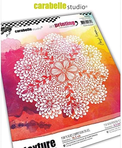 Carabelle Studios - Sello redondo de textura de goma diseño de ramo de flores para placas de gel