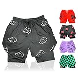 FOR KINGS. BY KINGS CROWN LMTD SUPPLY Anime Shorts - Breathable Mesh Stretch Compression Gym Short with Pockets and Towel Holder (M-BlackC)