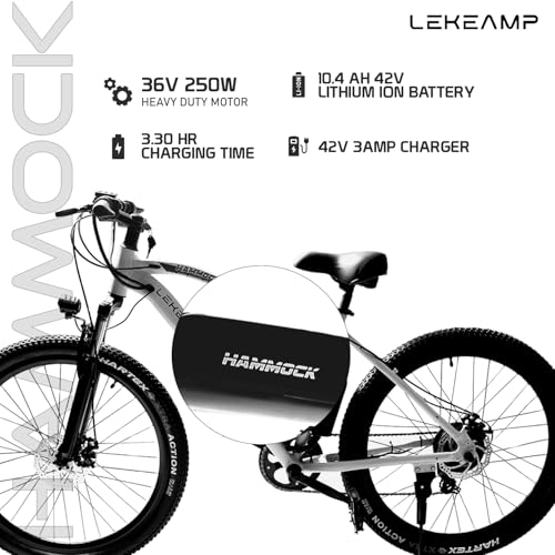 Image of Hammock Electric Bike | 27.5 inch Tyres x 2.40 inch Width | 25 km /h Speed | 250W Motor | Disc Brakes | 5-Level Pedal Assist | 10.4Ah NMC Detachable Battery | Spring Front Suspension | Havells Grey