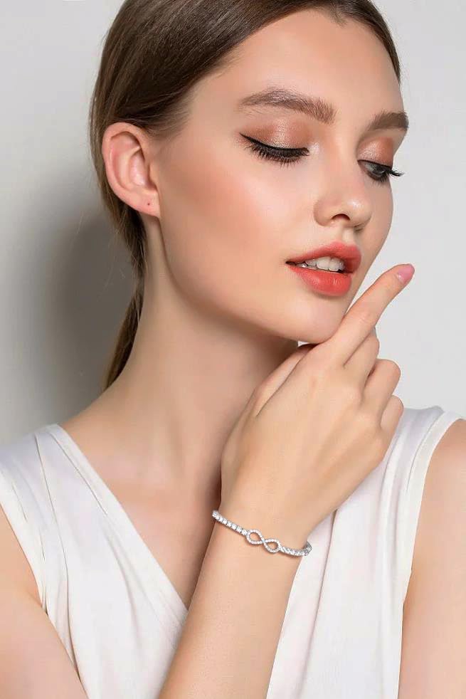 Moissanite Tennis Bracelets For Women, S925 Sterling Silver Infinity Bracelet, 3MM ... - Image 7