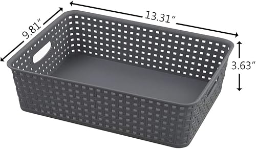 Miniatura 2 de Readsky Bandeja de almacenamiento de papel de plástico gris, cestas de archivos de oficina, paquete de 5
