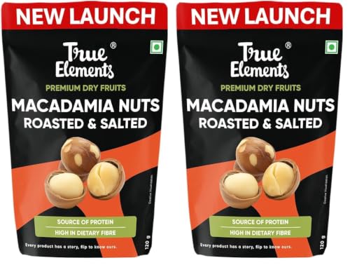 Image of True Elements Macadamia Nuts Roasted And Salted 120g - Crunchy and Roasted Nuts | Healthy Snack | High in Fibre and Protein | Premium Dry Fruits (Pack of 2)