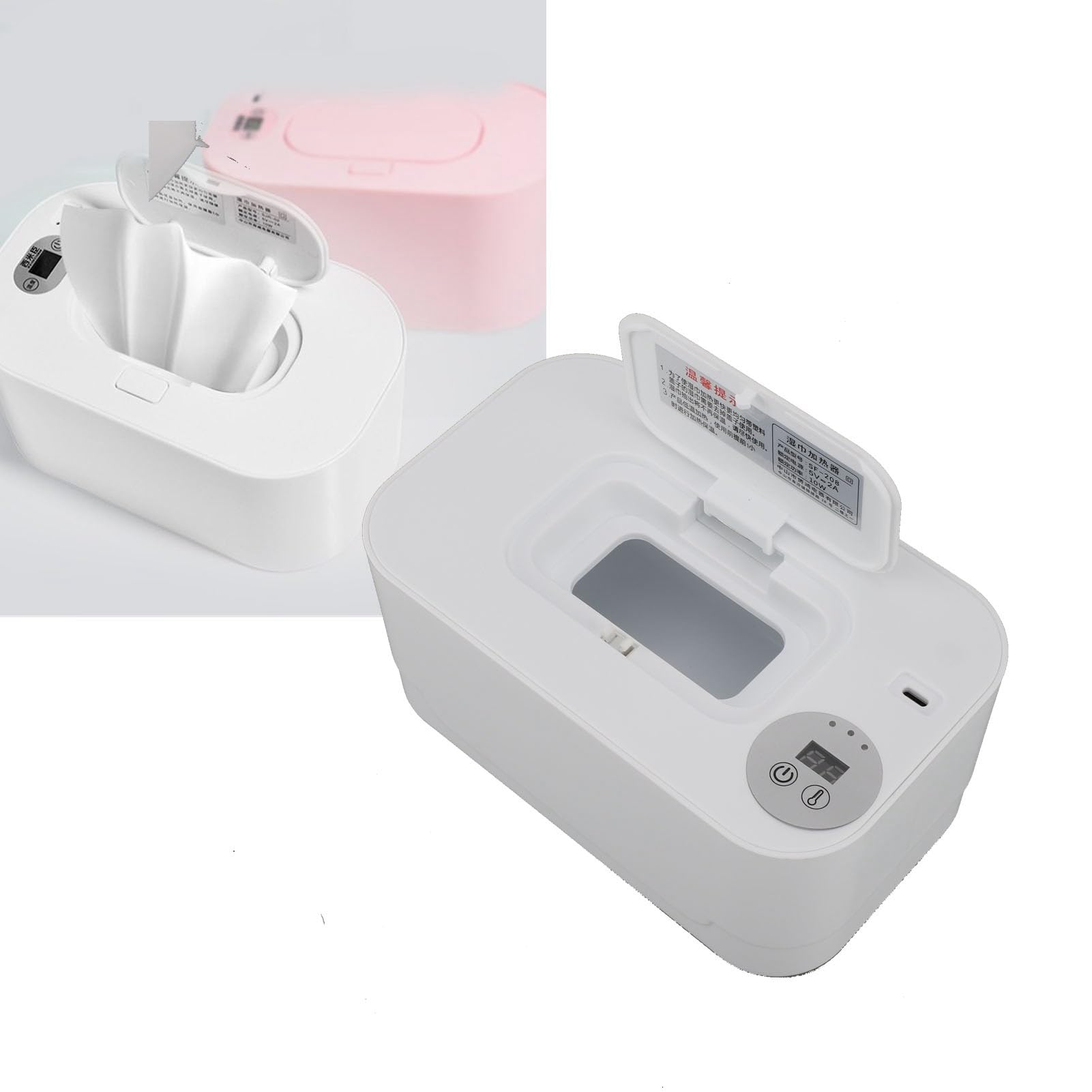 OEBUAFI Portable Baby Wipes Warmer with Intelligent Temperature Control Low Heat Technology for Gentle Skin Care Wipes Holder Dispenser Wipe Heater (White) - Image 4