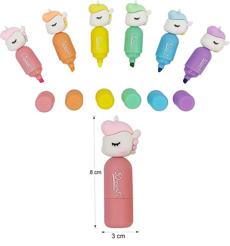 Image of YBN Vibrant Colorful Unicorn Highlighter Pens - Add Magic To Your Work | Markers For Adults & Kids | Marker Pens For Drawing, Journaling, Scrapbooking | School Stationery Kit, Multicolour