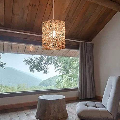 Lámpara de ratán rectangular para sala de té y cafeterías con encanto zen 3
