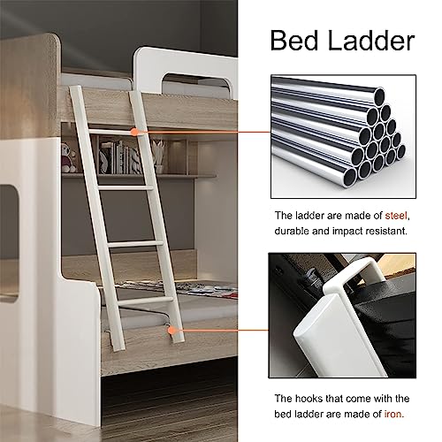 Escalera de repuesto para litera con gancho lateral de cama y carga de 200 kg en color blanco 4