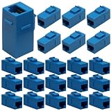 BokWin 25 Pack Blue RJ45 Keystone Coupler Inline Adapter, Female to Female Ethernet Cable Extender for Cat6/Cat6a/Cat5e, Slim Profile Snap-in Connector