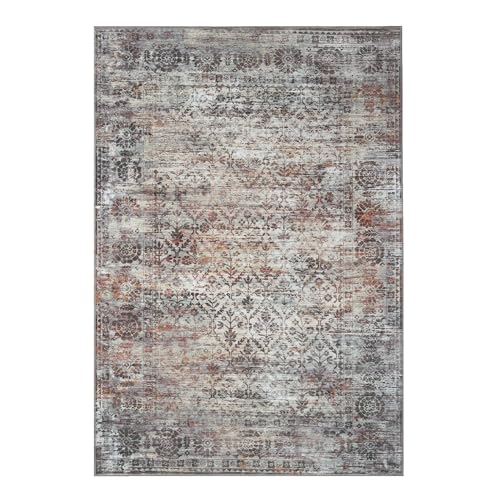 SUPERIOR Indoor Large Area Rug, Non-Slip Back, for Kids or Pets, Entry, Living Room, Kitchen, Dorm, Bedroom, Hallway, Machine Washable, Floor Cover, Diamond Lattice, Macaw Collection, 4' x 6', Ivory