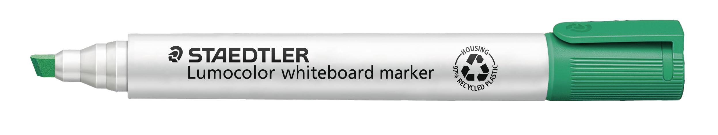 STAEDTLER Whiteboard Marker Lumocolor, grün, trocken und rückstandsfrei abwischbar, Keilspitze ca. 2 oder 5 mm, hohe Qualität Made in Germany, 10 grüne Marker, 351 B-5