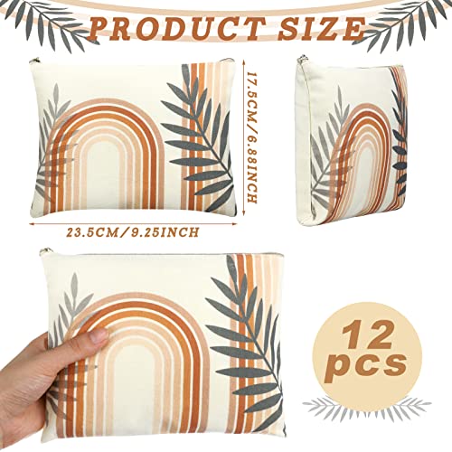 Kajaia 12 Pcs Boho Makeup Bags Bulk for Woman Rainbow Sunshine and Moonlight Makeup Organizer Zipper Canvas Cosmetic Bags Sun Party Favors Toiletry Bag Gift for Women Girls Lover Friend Birthday2