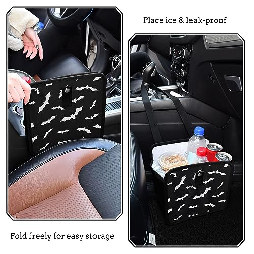 Image of Bat Car Trash Can Black Foldable Hanging Bin Auto Garbage Can Leak-Proof Organizer(Large)