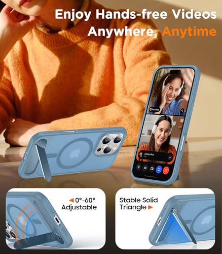 Image of Magnetic Compatible with iPhone 16 Pro Max Case, [Built-in Invisible Kickstand][Compatible with MagSafe][Military Grade Shockproof] Slim Translucent Matte Phone Case for iPhone 16 Pro Max 6.9 inch