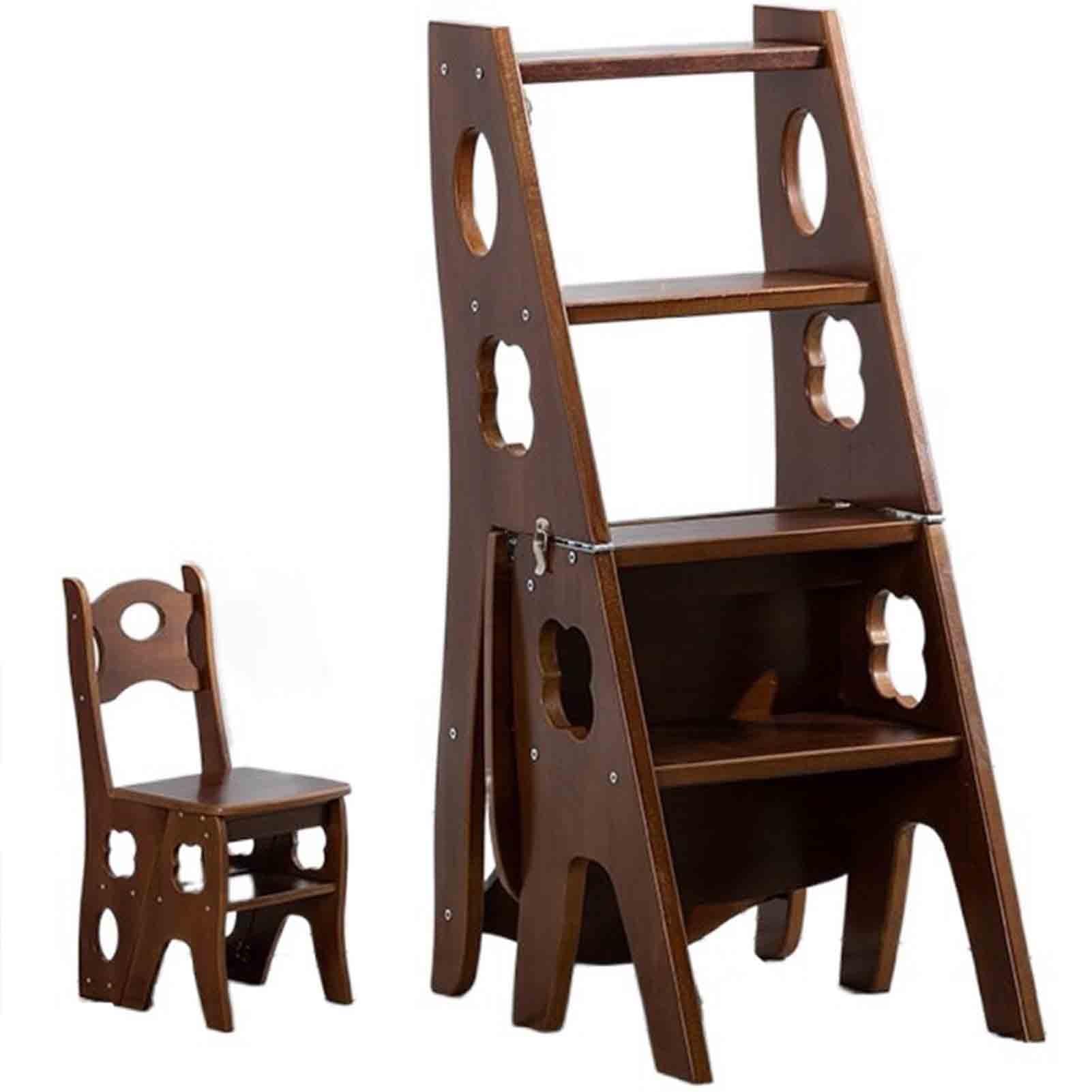 Silla de escalera de interior en madera maciza noble con acabado premium de 4 niveles