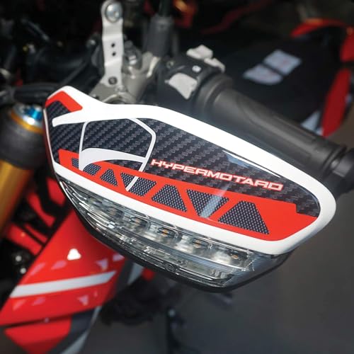 labelbike - 3D Resin Stickers Decorations and Protections of Motorcycles HandProtections Compatible with Ducati Hypermotard 950 SP 2019-2024 - Color Carbon Red