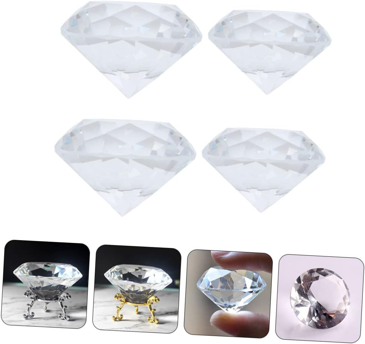 VANZACK 4pcs Artificial Diamond Decorative Adornments for Nail Art and Photography Diamond Shapes for Nail Salons and Home Decor