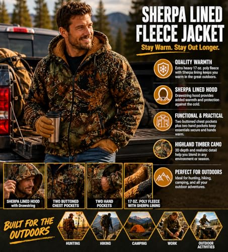 Image of TrailCrest Men's Warm Sherpa Lined Hoodie Fleece Shirt Jacket, Classic Zip Up Buffalo Plaid (Regular and Big & Tall Sizes)