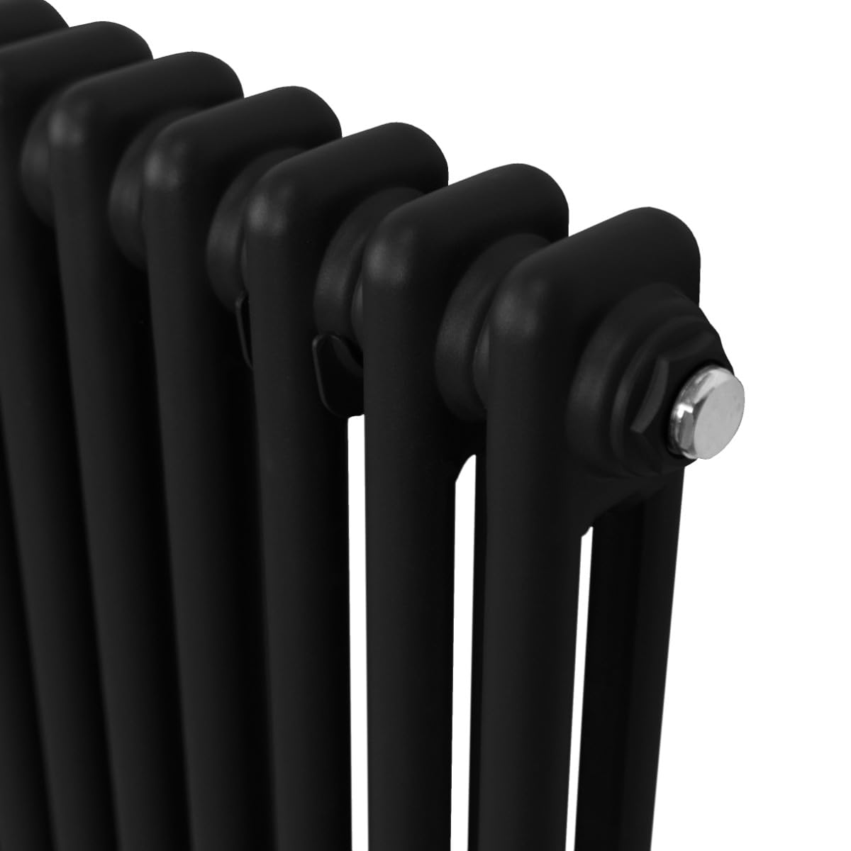 Radiador Tradicional Horizontal de 2 columnas 600mm x 1012mm | Negro Mate | Acero | Montado en pared | Kit de fijación y soportes + Cepillo de limpieza GRATIS | Calefacción estufa calefactor
