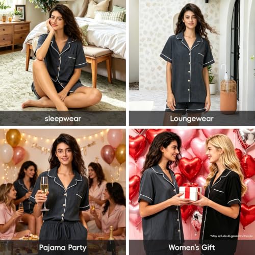 Image of BESTOUCH Womens Pajama Sets: 100% Cotton Muslin Linen Feel