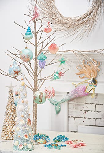 Gallerie Ii Glitter Glass Jellyfish Coastal Christmas Xmas Holiday Ornament Green #TOP2