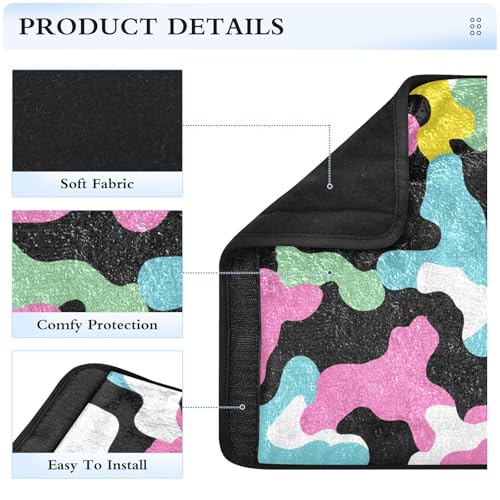 Image of 2 Pack Seatbelt Covers Seat Belt Cover Pad for Adults Boys Girls Car Seat Strap Covers Pads Cushion Universal Shoulder Strap Pad Protector for Backpack Camera Bag 6.5 Inch Colorful Cow Print Black