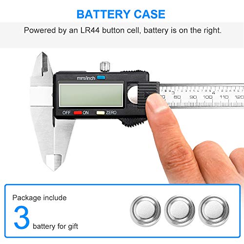 Digital Caliper 6 inch Vernier Caliper Digital Measuring Tool Stainless Steel Caliper Tool Inch/Metric Conversion Large LCD Screen Auto-off Feature