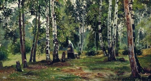 Affiche Ivan Shishkin Bosquet De Bouleaux Peinture Toile Vintage 90x60cm
