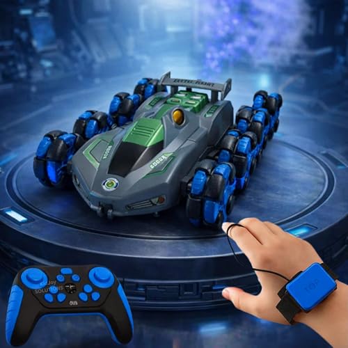 Image of RC Stunt Car 8 Wheels Gesture Sensing Drift Smoke Toy 8Wd Rechargeable Remote Control Racing Cars 360 Rotating LED Lights Hand Crawler Toy Gift for Kids Boys Adults 5+ Years