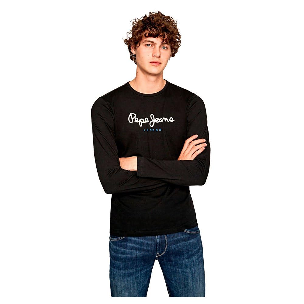 Pepe Jeans Men's Noir Long Sleeve T-Shirt Eggo N