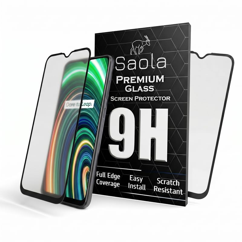 Image of Saola D+ Matte Tempered Glass With 18H Hardness For Realme C25Y (Pack Of 1) With Free Installation Kit. Full Screen Coverage - 6.5 Inch