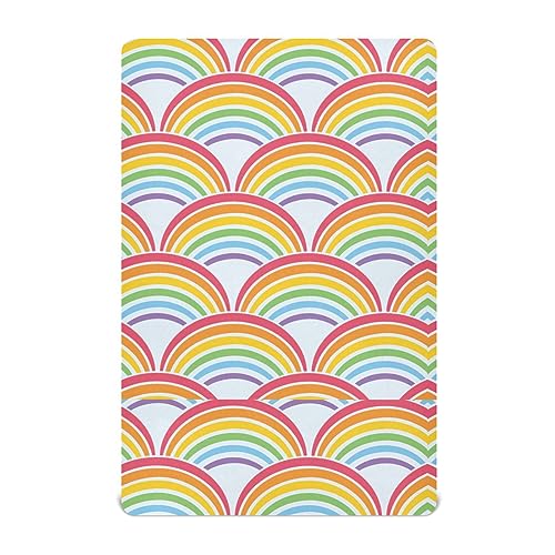 Image of Fitted Crib Sheets Colorful Rainbow Stretchy Portable Playard Sheets for Baby Toddler, Breathable Soft Mini Crib Mattress 39 x 27 in for Boys and Girls