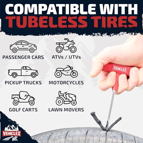Image of Vehiclex Flat Tire Repair Plugs - 30pcs Heavy Duty Plug and Patch Kit for Emergency Repairs, Black (Pack of 2)