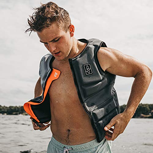Mens Neoprene Wakesurf Comp Vest - Designed Exclusively For Wake Surfing, But Great For All Other Watersports Activities! (Charcoal, Large) #TOP7