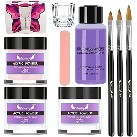 Acrylic Nail Kit - Acrylic Powder and Liquid Set , with Pink White Clear Acrylic Powder ,Nail Powder kit, Nails Kit Acrylic Set for Beginners Nail Extension (Acrylic Nail Kit 01) (01) Cover