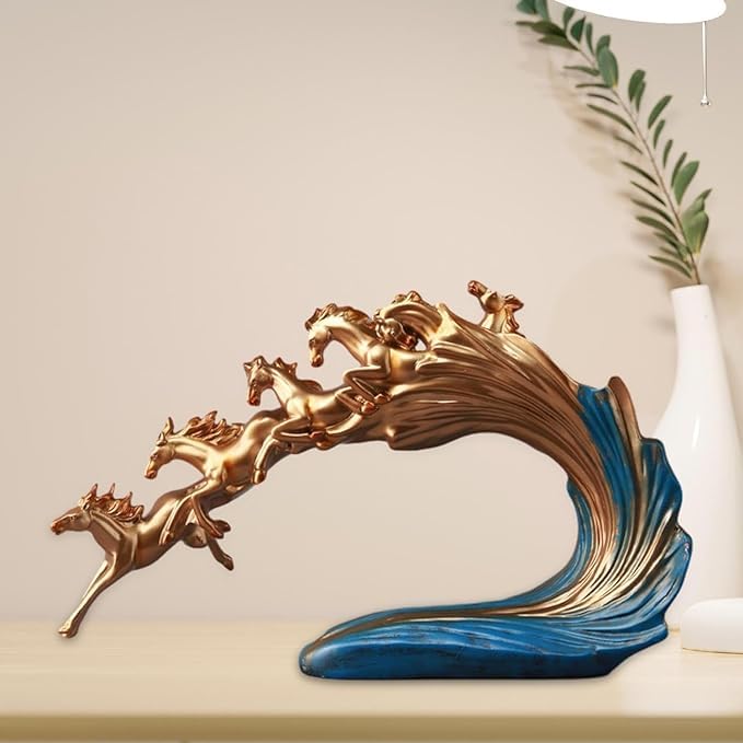 Brikipth Six Galloping Horses Statue Decor Six Galloping Horses Statue Decor,fengshui Horses Statue,Handmade Running Horse Sculpture,Decorative Resin Horse Figurine Business Gift Collection Ornament